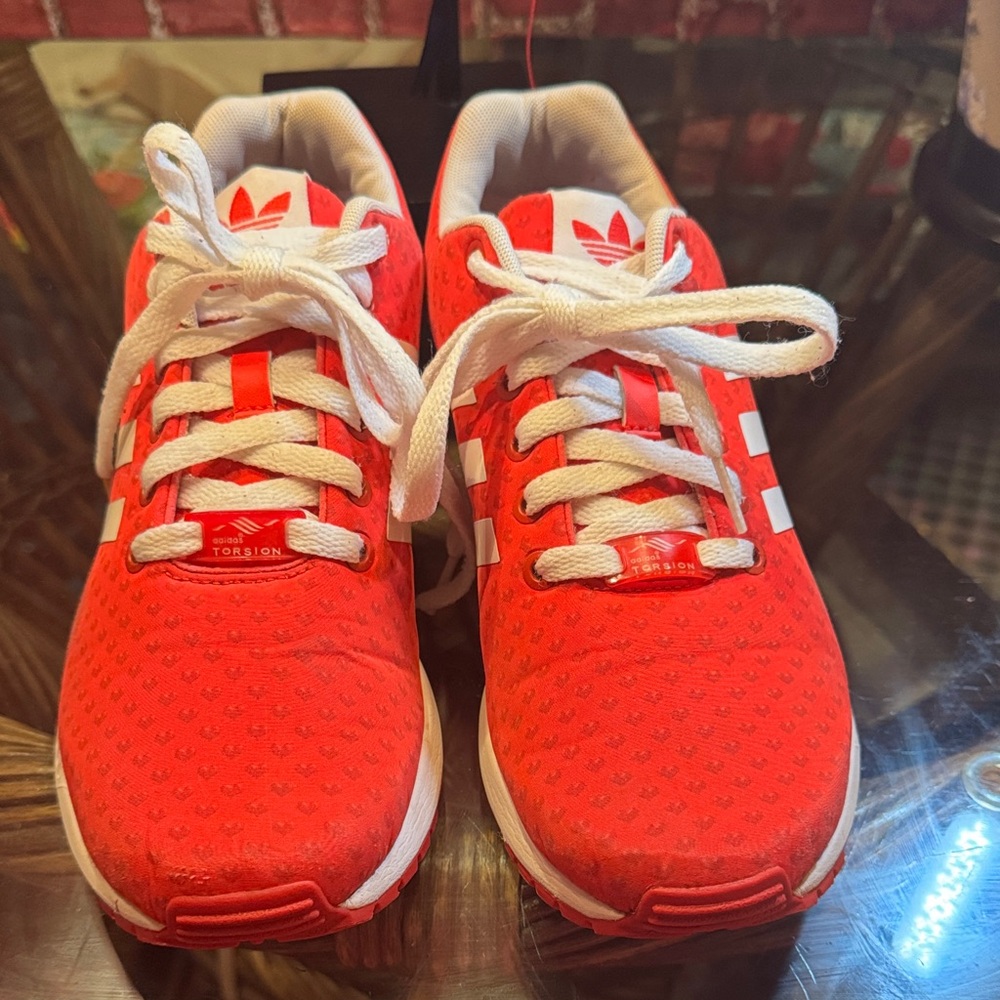 Adidas Red and White Sneakers